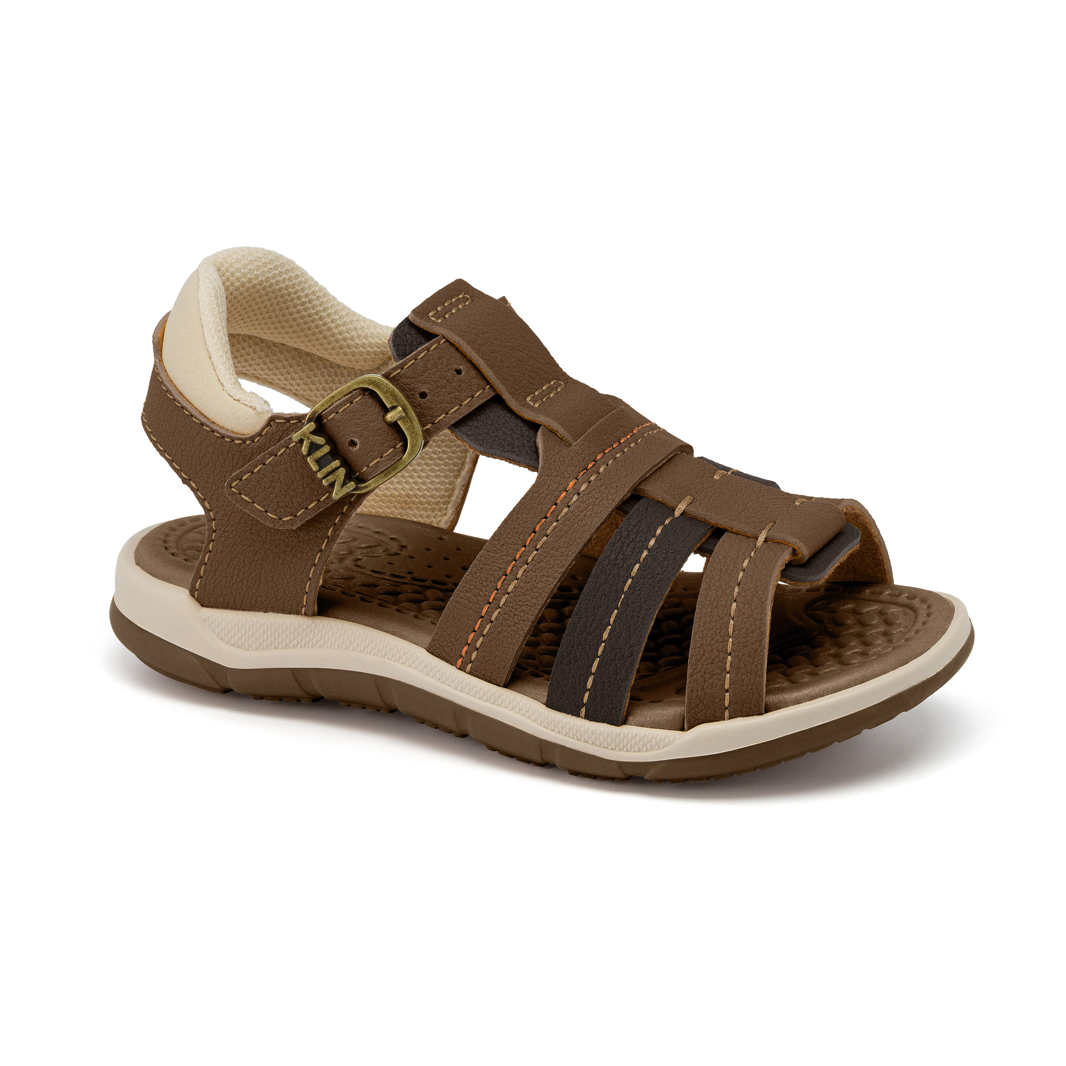 Papete infantil Klin casual marrom em destaque, mostrando conforto e design prático